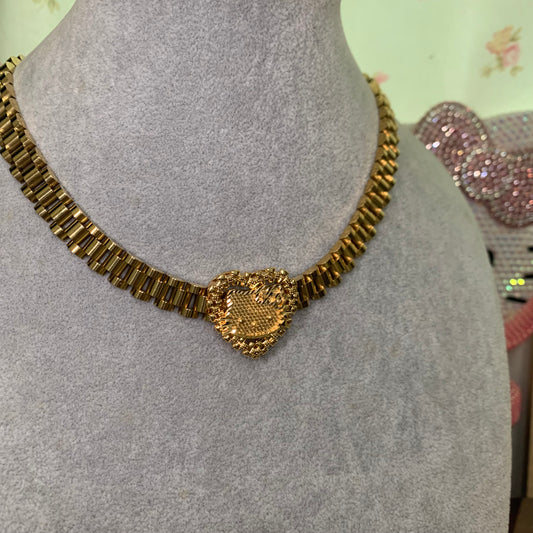 Hk Heart Slide Chain Necklace