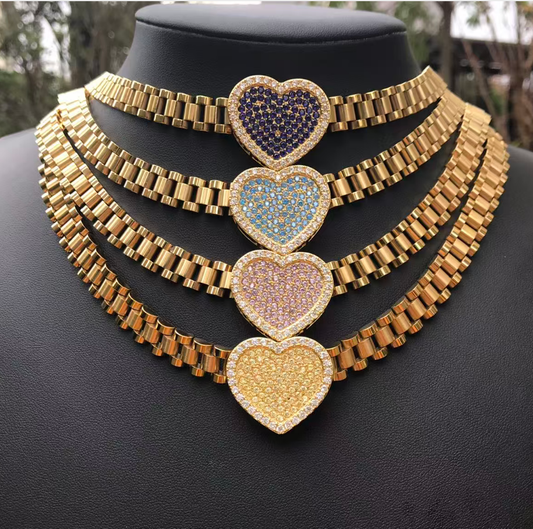 Heart Pink Slide Necklace - Birthstone