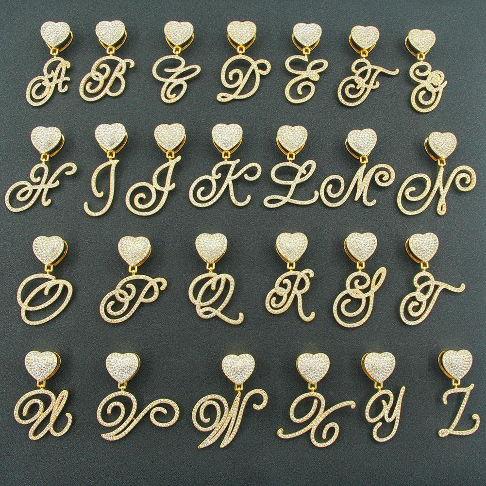 Cursive Heart Initial Cuban Link Necklace | 18Inch - camillaboutiqueshop