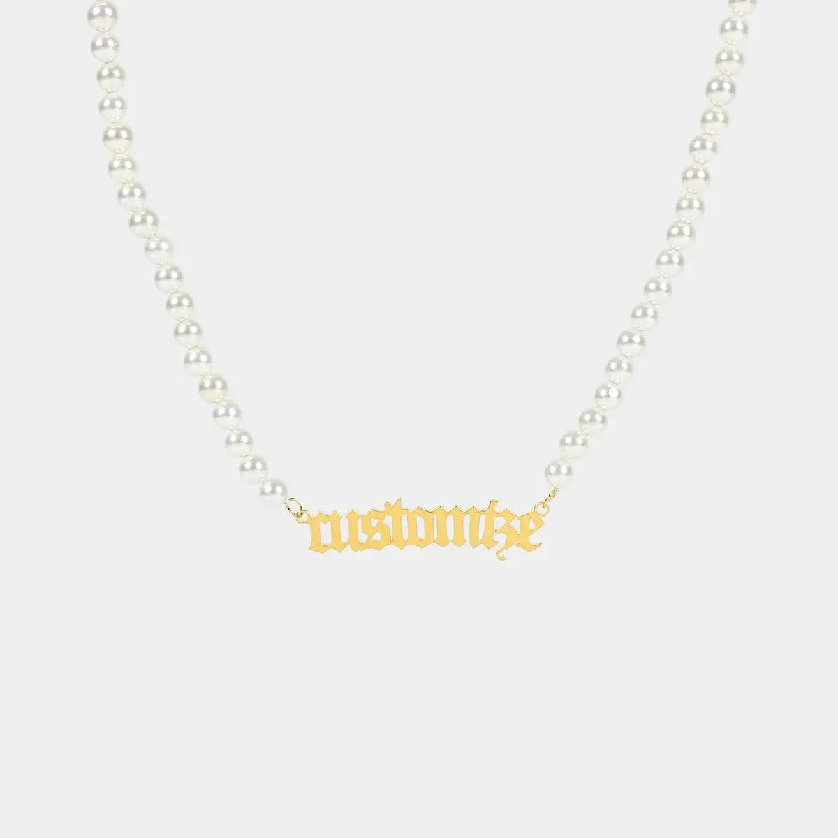 Custom Pearl Name Necklace - 