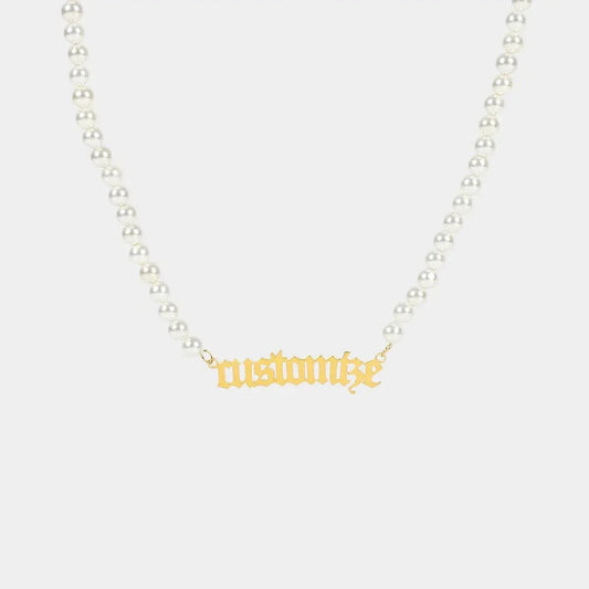Custom Pearl Name Necklace - 