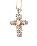 DIAMOND PEARL CROSS NECKLACE - camillaboutiqueshop