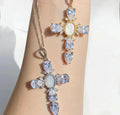 DIAMOND PEARL CROSS NECKLACE - camillaboutiqueshop