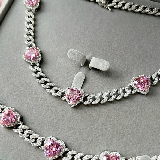 ICY HEART CUBAN CHAIN BRACELET - camillaboutiqueshop