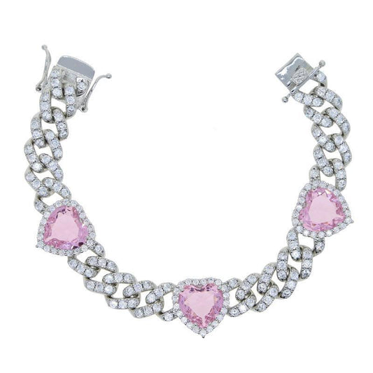 ICY HEART CUBAN CHAIN BRACELET - camillaboutiqueshop