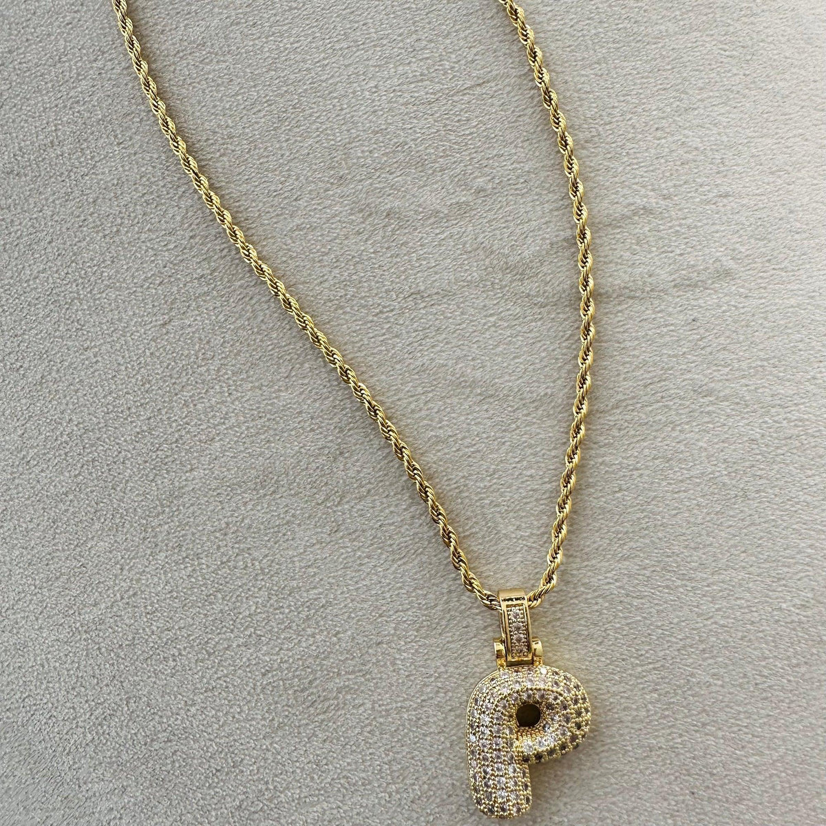 Pavé Bubble Initial Necklace - camillaboutiqueshop